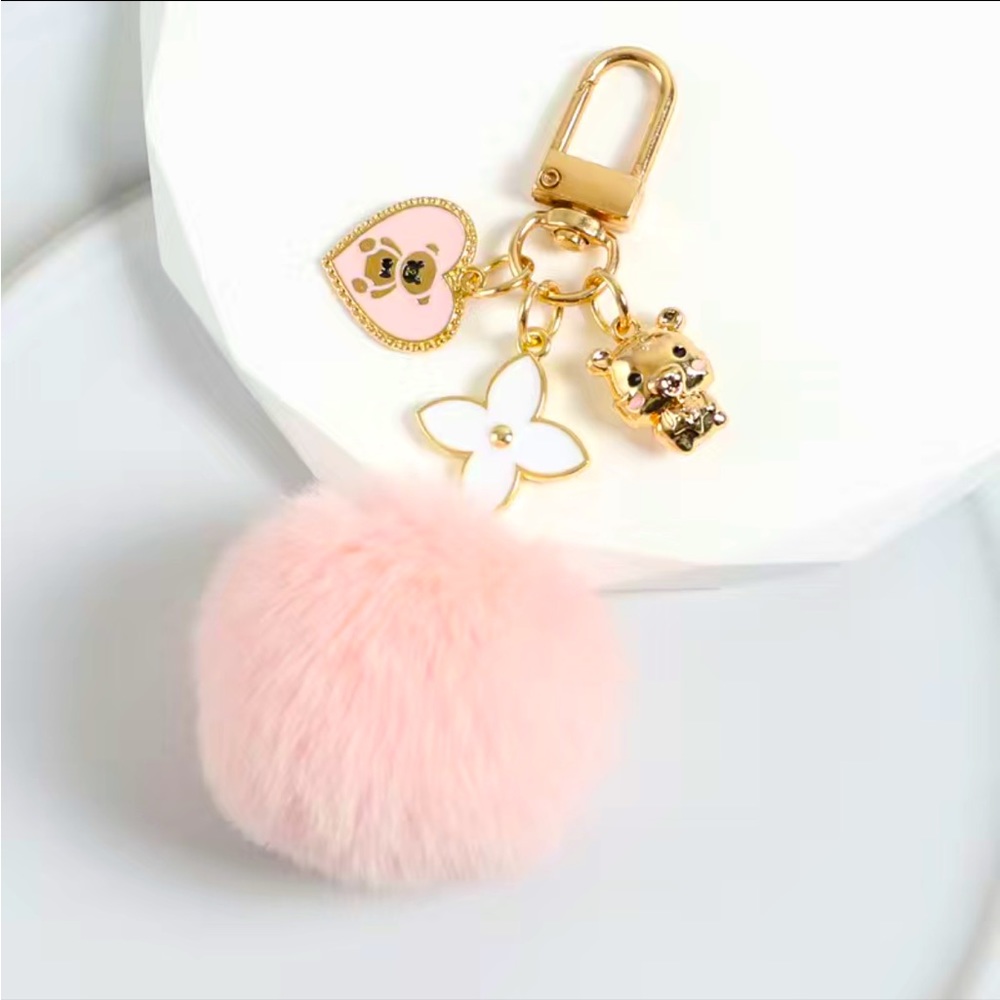 Pink Pom Pom Keychain